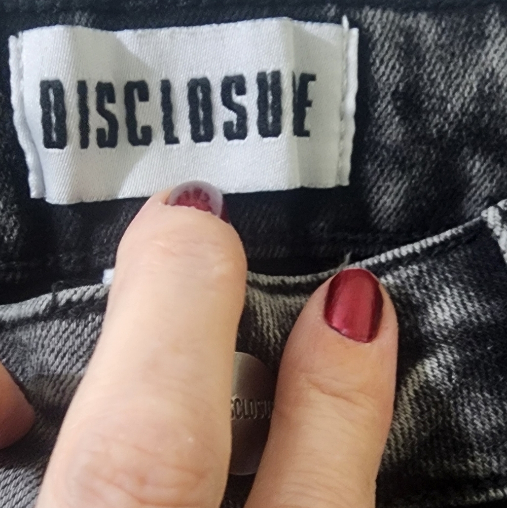 Disclosure Edikted Black Acid Wash Cargo Jeans, Size 26, Denim. - Picture 3 of 9